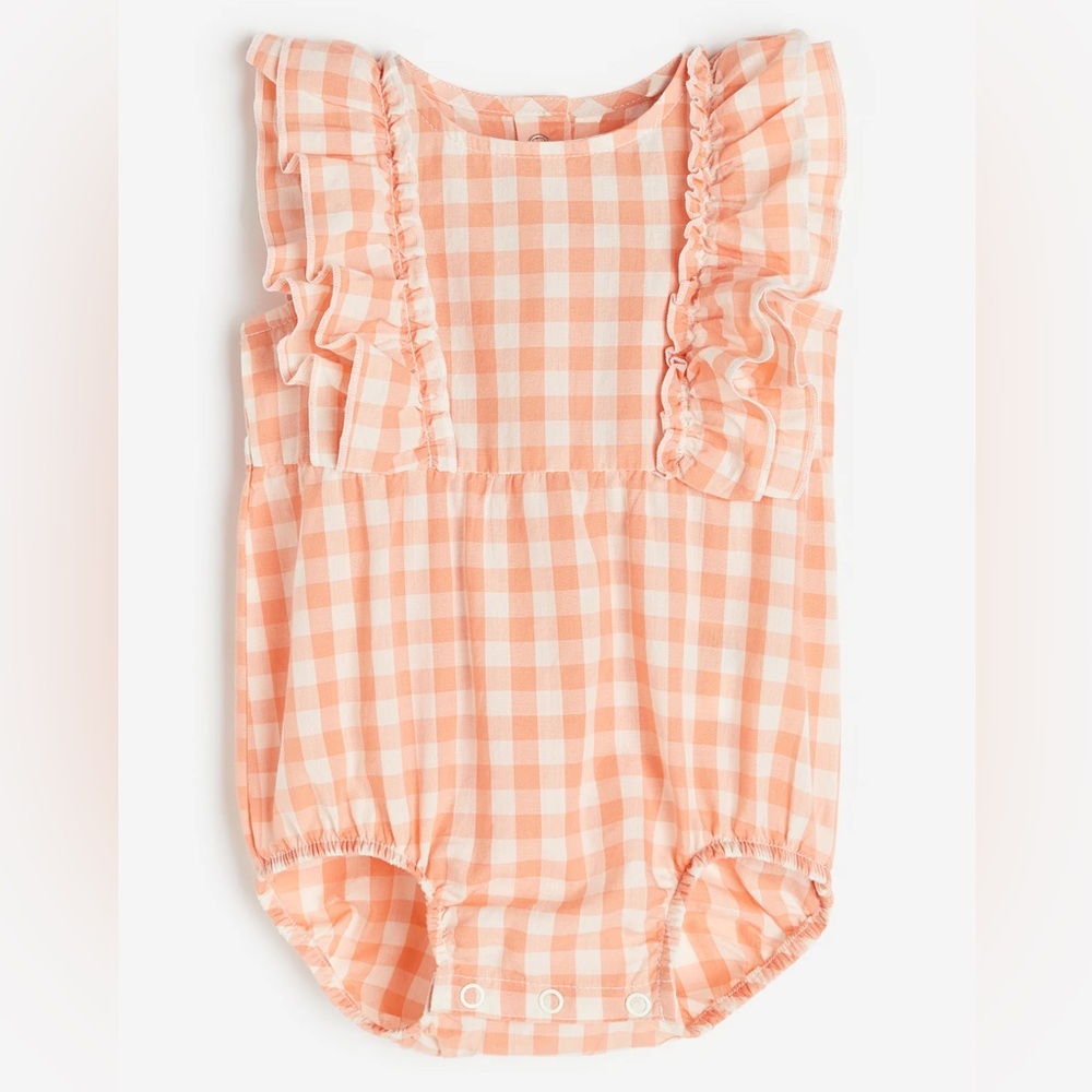 H&M Peach Gingham Baby Romper